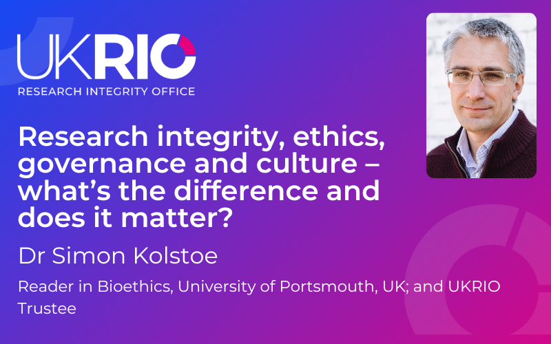 Research integrity, ethics, governance and culture – what’s the difference and does it matter?