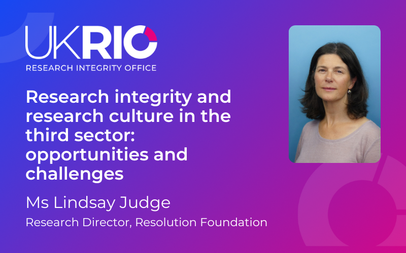 Research integrity and research culture in the third sector: opportunities and challenges