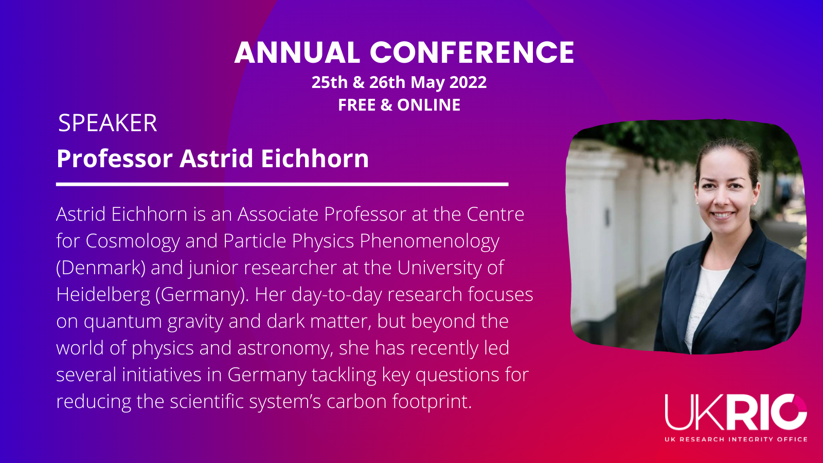 Prof. Astrid Eichhorn starts Day 1 as Keynote Speaker #UKRIO2022