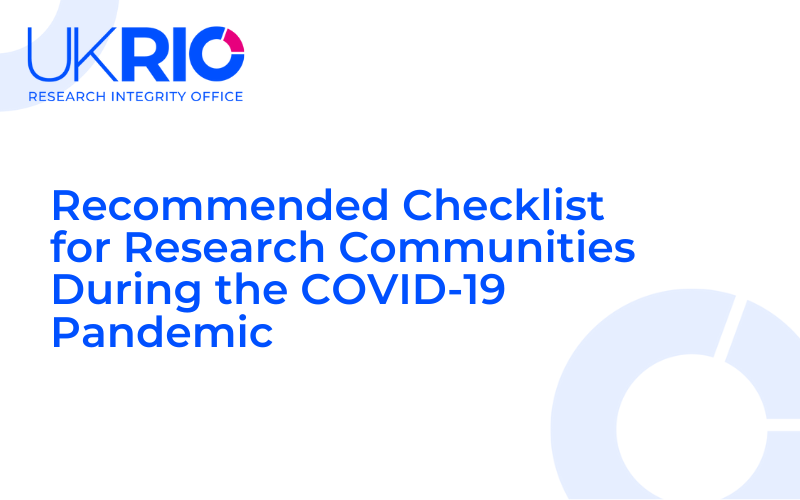 Recommended Checklist for Research Communities During the COVID-19 Pandemic