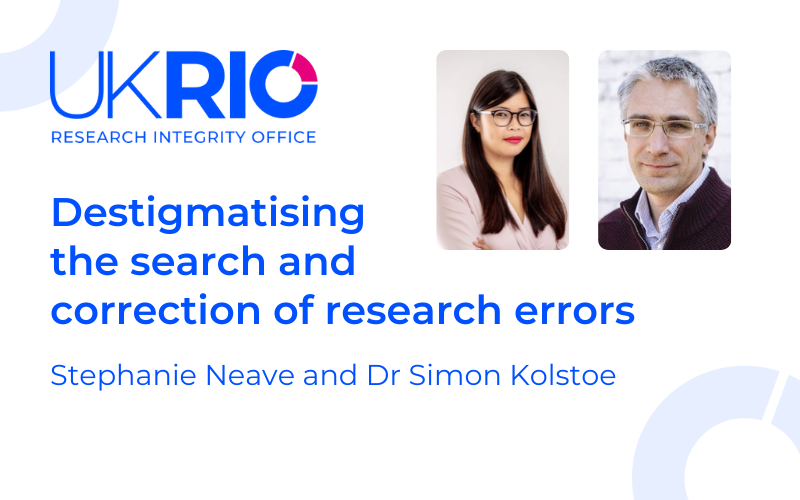 UKRIO CEO and Trustee publish new blog: 'Destigmatising the search and correction of research errors'