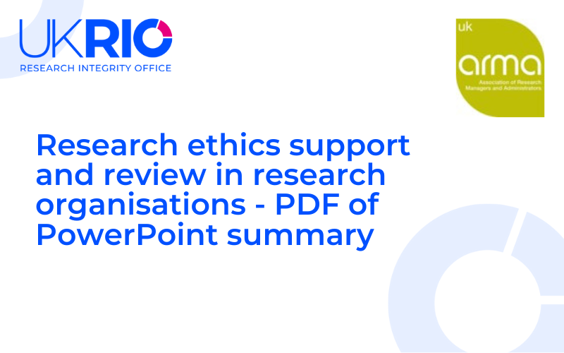 Key points: Research Ethics Support and Review in Research Organisations 