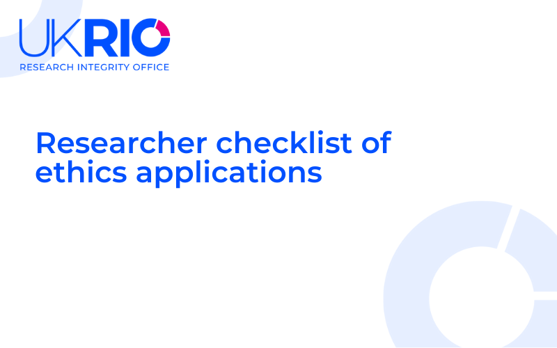 Researcher Checklist of Ethics Applications.
