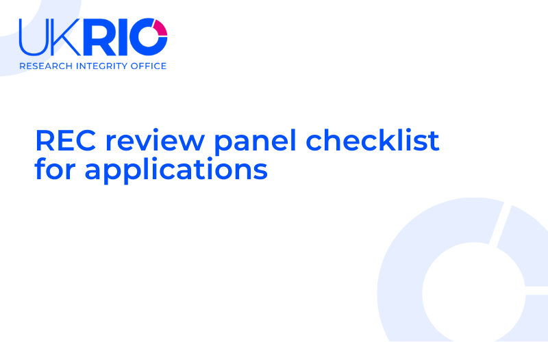REC review panel checklist for applications.