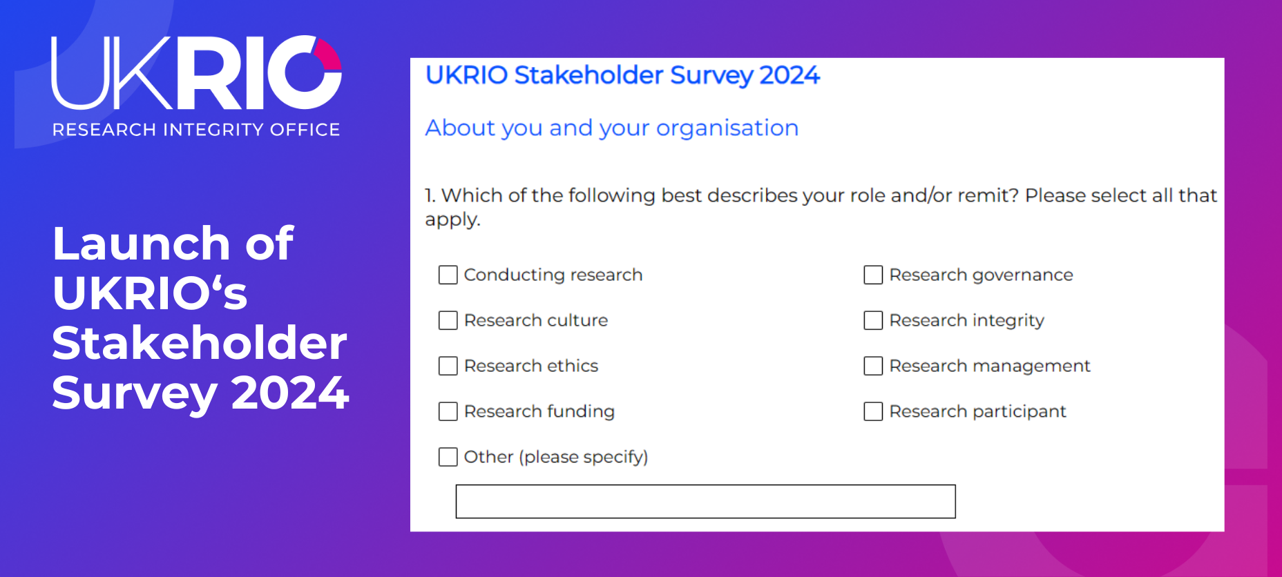 Launch of UKRIO's Stakeholder Survey 2024