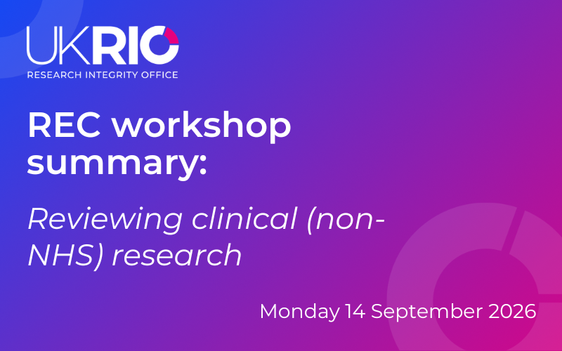 REC workshop 1: Reviewing clinical (non-NHS) research