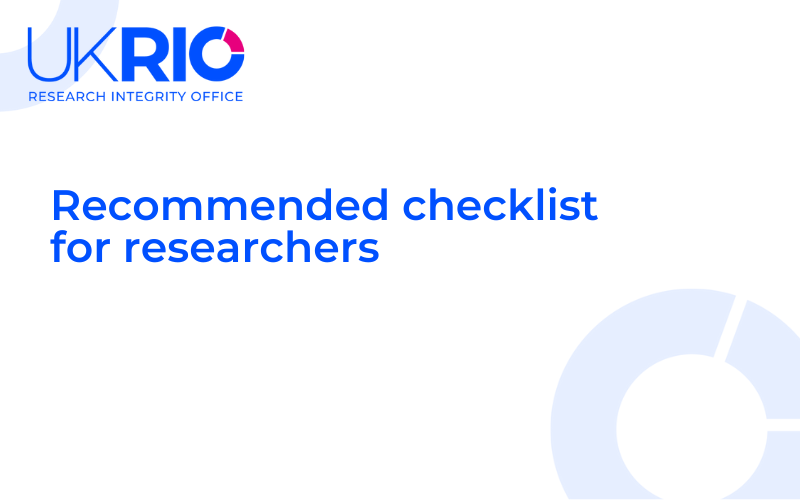 Recommended checklist for researchers