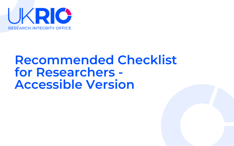 Recommended Checklist for Researchers - Accessible Version, 2023.