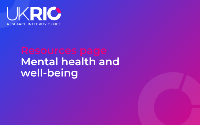 Resources page: Mental health and well-being.